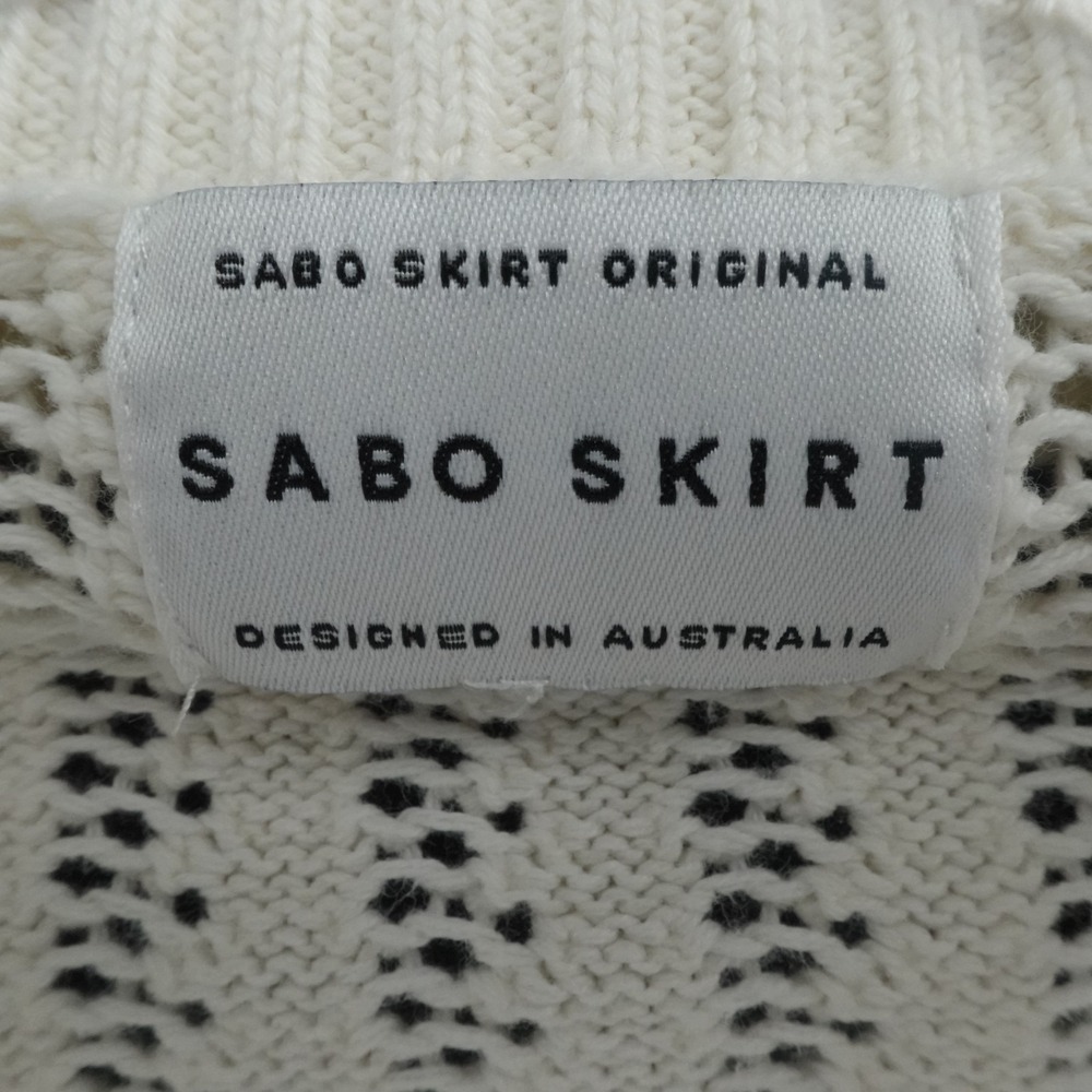 Sabo Skirt Sweater Womens Large Ivory Cream Open Knit Polo V Neck Coastal Preppy - Picture 3 of 11